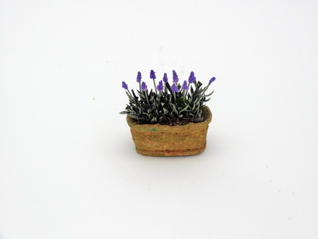 (image for) Handmade 12th/1inch scale English Lavender in weathered trough.